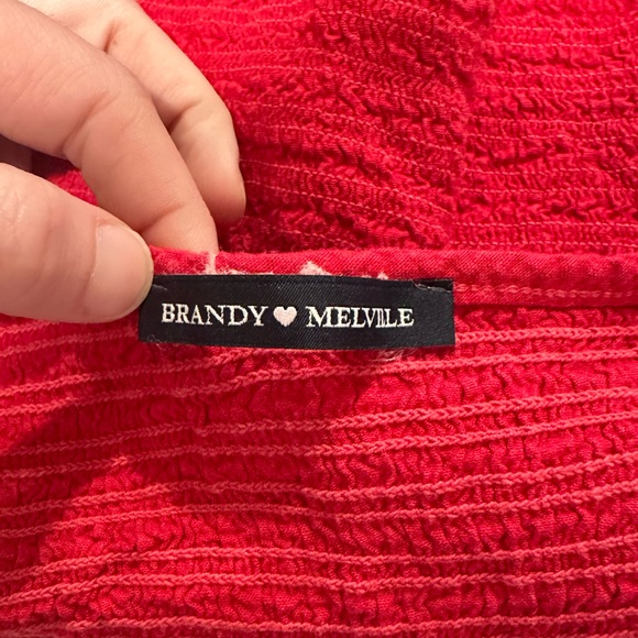 Brandy Melville Red Izzy Tank Top Ruched Adjustable Straps - Picture 2 of 4